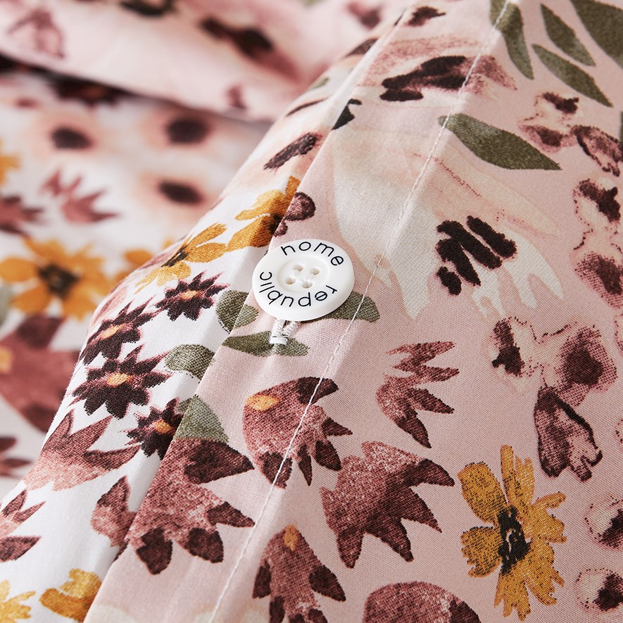 Home Republic Jessie Bamboo Cotton Dusty Pink Quilt Cover Set