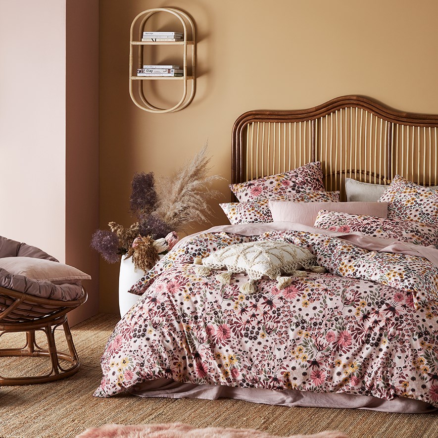 Home Republic Jessie Bamboo Cotton Dusty Pink Quilt Cover Set