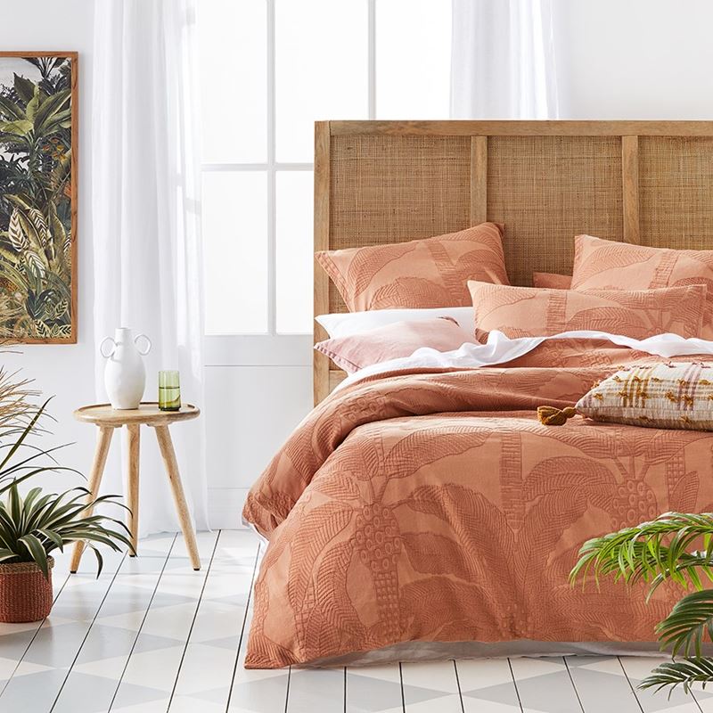 Jungle Palm Matelasse Soft Clay Quilt Cover Separates