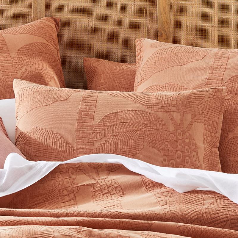 Jungle Palm Matelasse Soft Clay Quilt Cover Separates