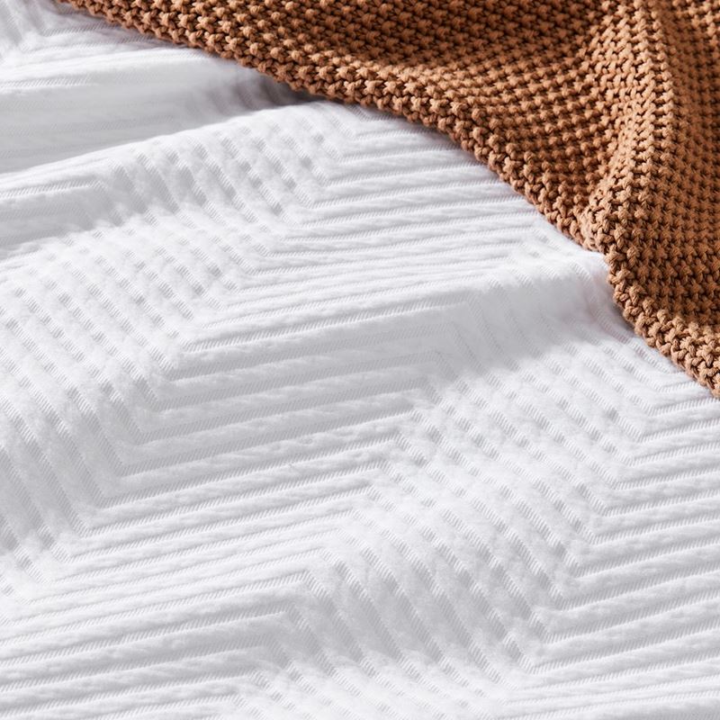 Chevron Matelasse White Quilt Cover + Pillowcases