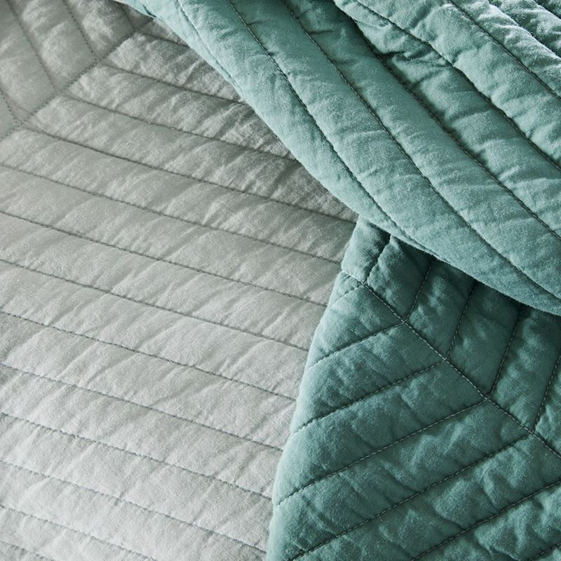 Roma Blue Mist Quilted Coverlet + Pillowcases