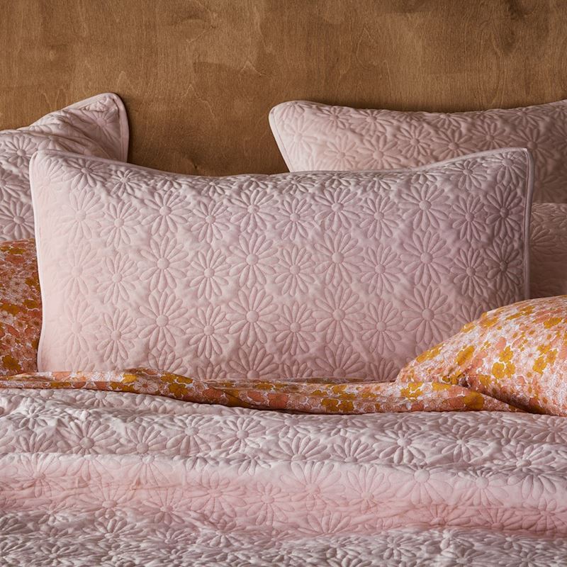 Evie Velvet Pink Quilted Quilt Cover + Pillowcases