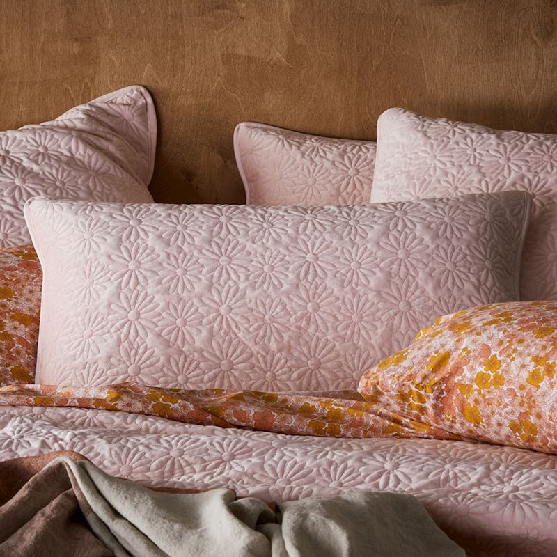 Evie Velvet Pink Quilted Quilt Cover + Pillowcases