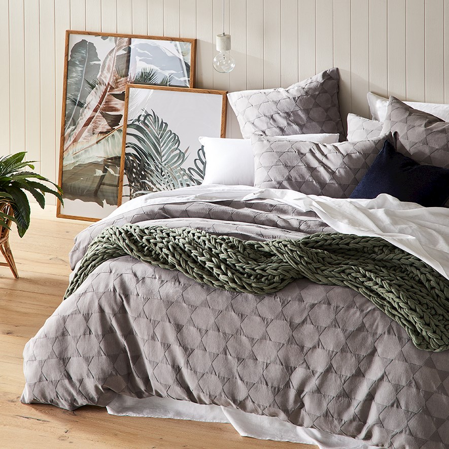 Lennox Matelasse Coal Quilt Cover Separates Adairs