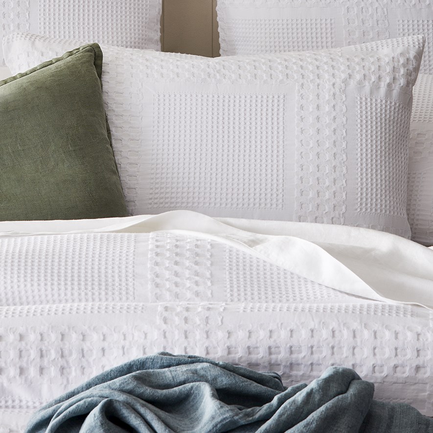 Waffle Check White Quilt Cover Separates Adairs