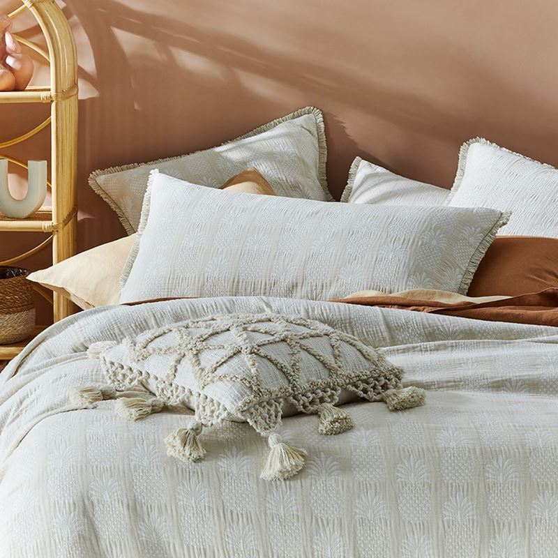 Pineapple Jacquard Natural Quilt Cover Separates