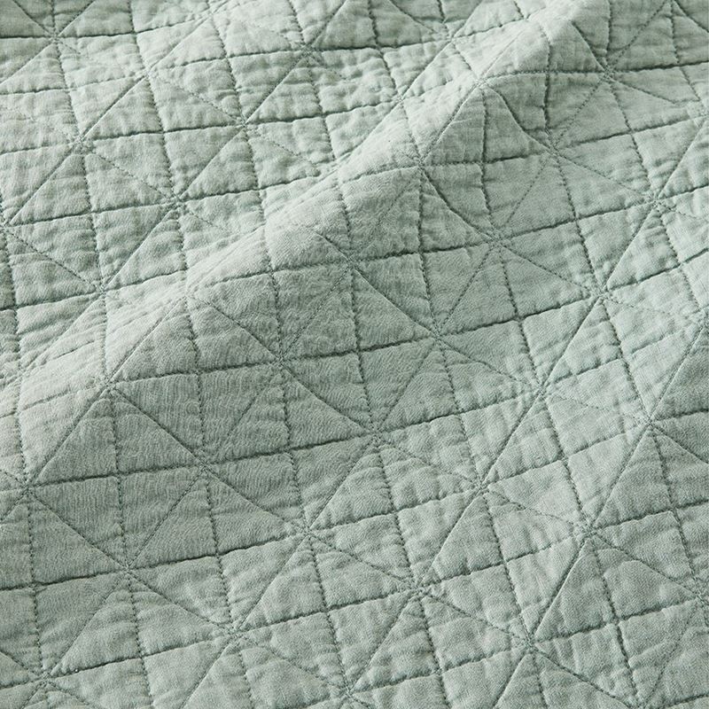 Vintage Washed Linen Eucalyptus Quilted Coverlet Separates