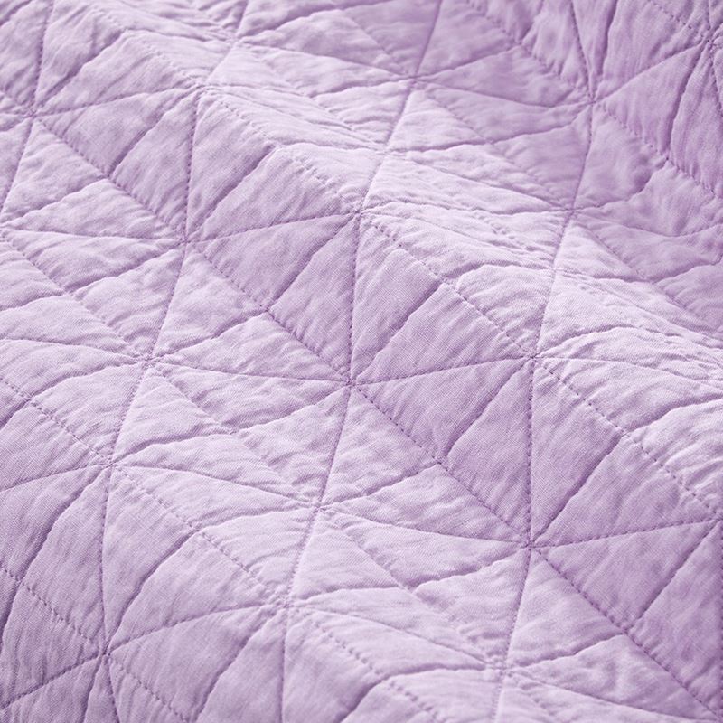 Vintage Washed Linen Pastel Lilac Quilted Coverlet Separates
