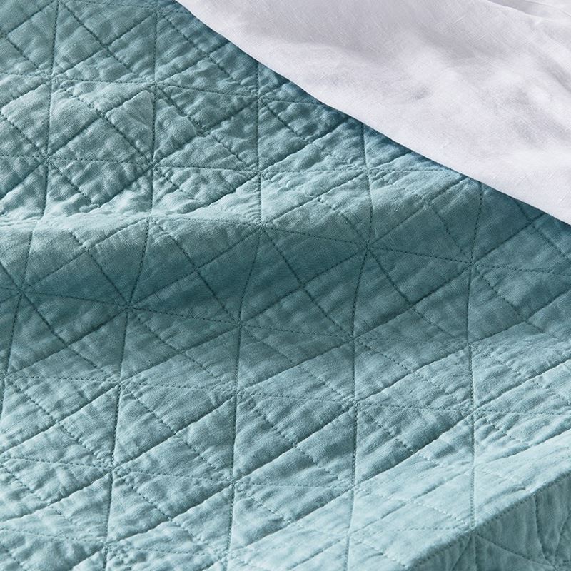 Vintage Washed Linen Seafoam Quilted Coverlet Separates