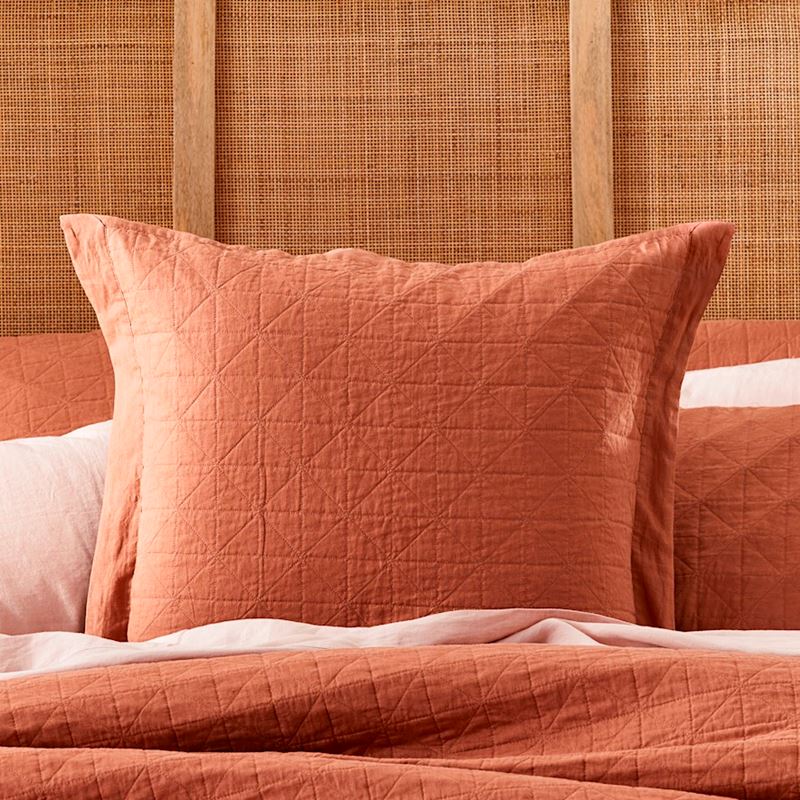 Vintage Washed Linen Brick Quilted Quilt Cover Separates