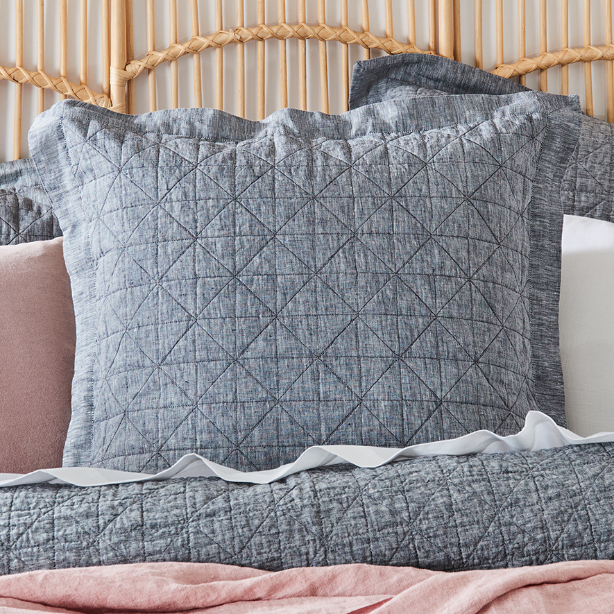 Vintage Washed Linen Indigo Quilted Quilt Cover Separates Adairs