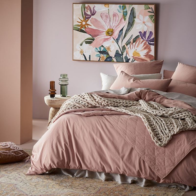 Stonewashed Cotton Misty Rose Quilt Cover Separates