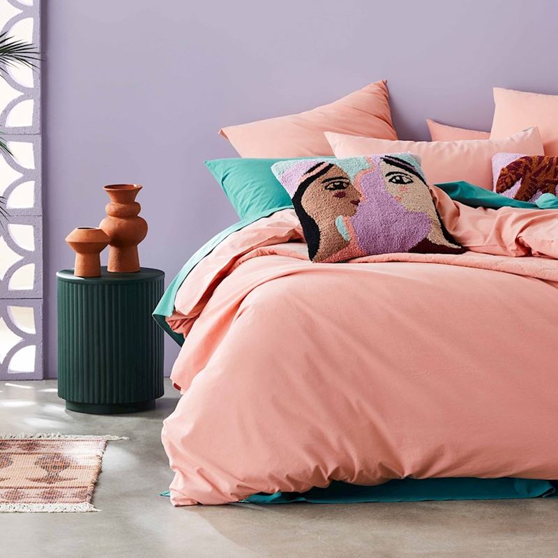 Stonewashed Cotton Salmon Quilt Cover Separates