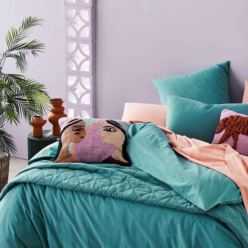 Stonewashed Cotton Teal Quilt Cover Separates