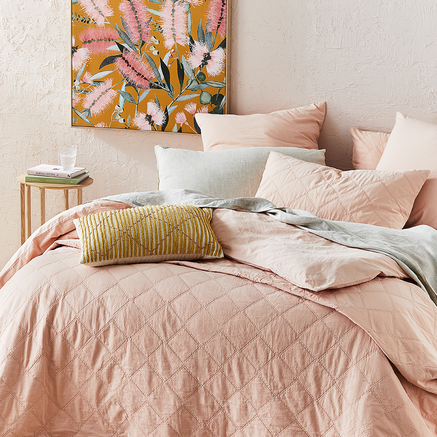 Stonewashed Cotton Apricot Quilted Coverlet Separates Adairs