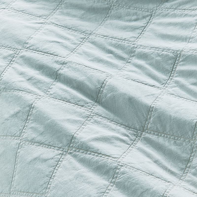 Stonewashed Cotton Ice Blue Quilted Coverlet Separates