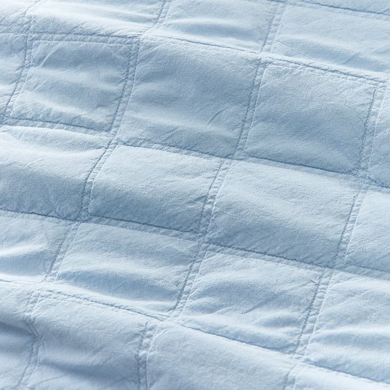 Stonewashed Cotton Sea Blue Quilted Coverlet Separates