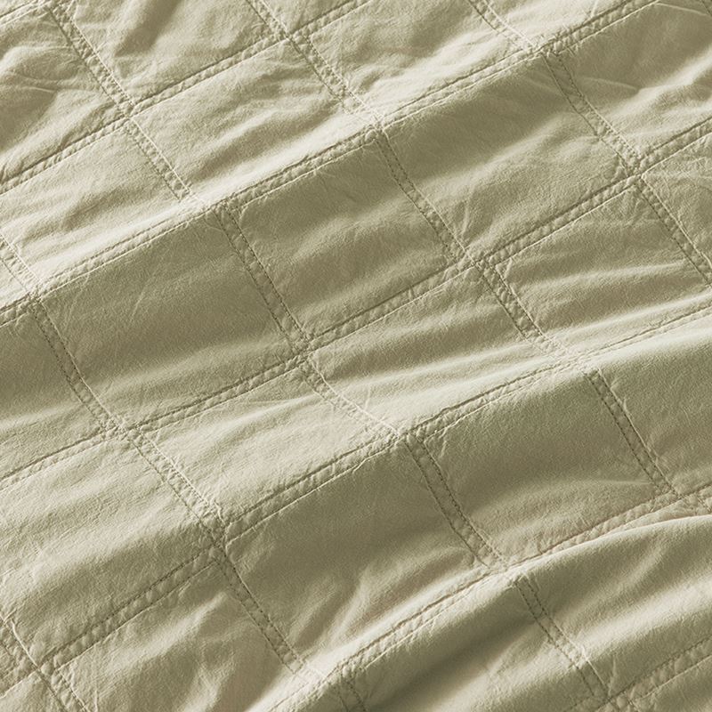 Stonewashed Cotton Soft Khaki Quilted Coverlet Separates