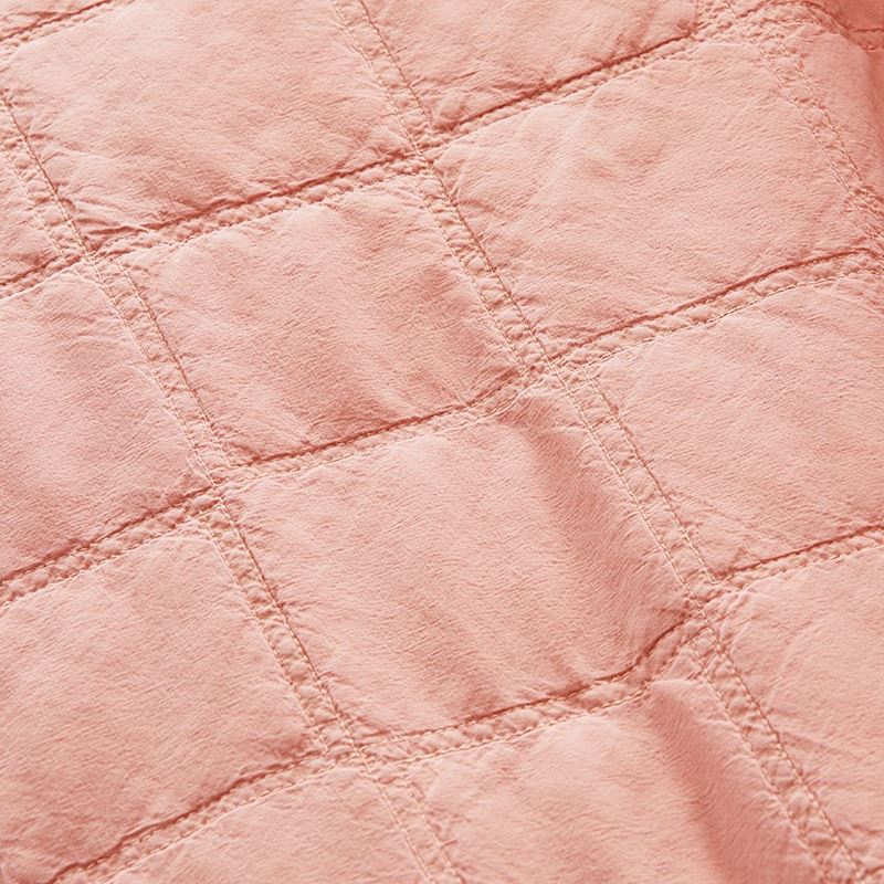 Stonewashed Cotton Salmon Quilted Coverlet Separates