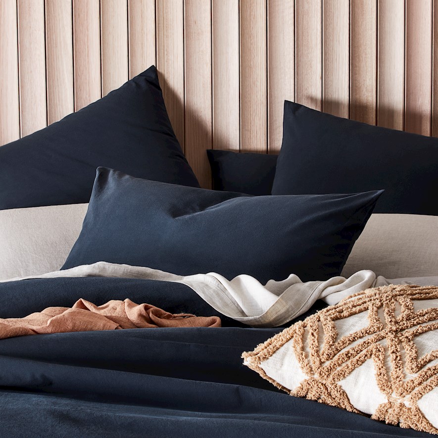 Stonewashed Cotton Navy Quilt Cover Separates Adairs