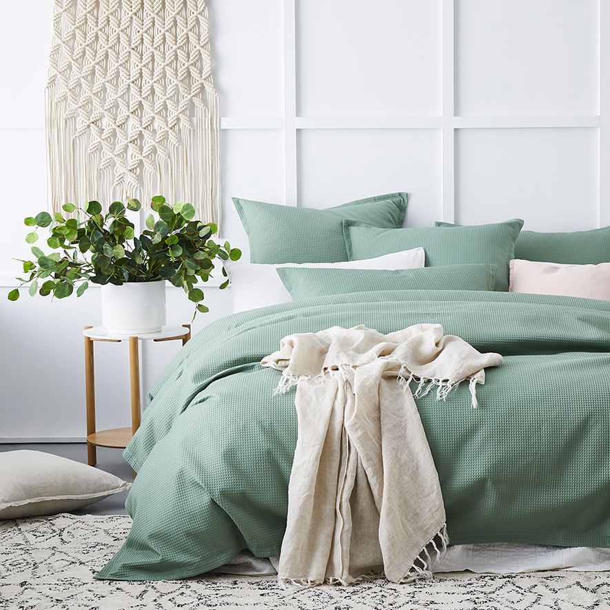 Mercer Reid Tribeca Waffle Aloe Quilt Cover Set Separates Adairs