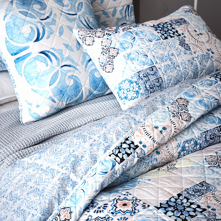 Mercer + Reid - Tarifa Blue Quilted Quilt Cover Separates | Adairs