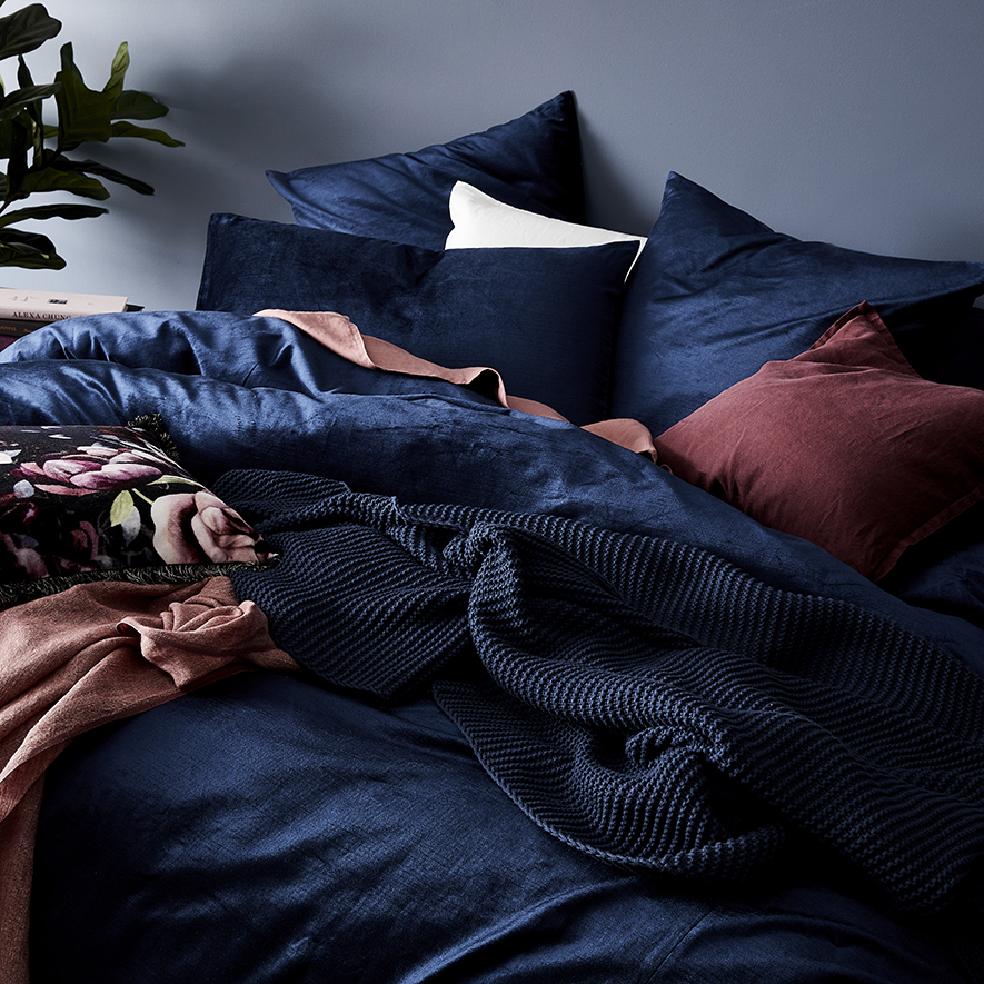 Mercer + Reid Luxe Velvet Azure Quilt Cover Separates Adairs