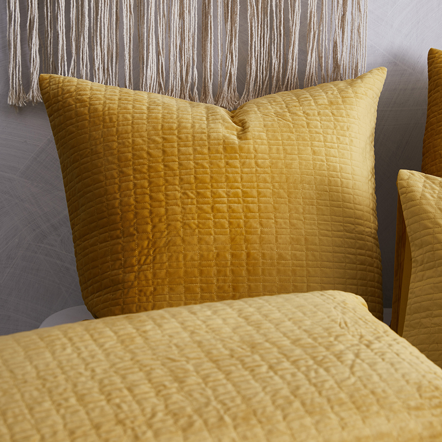 Home Republic Luna Velvet Mustard Quilted Quilt Cover Separates Adairs