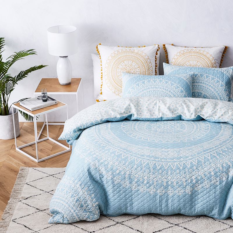 Mandala Blue Quilted Quilt Cover Separates