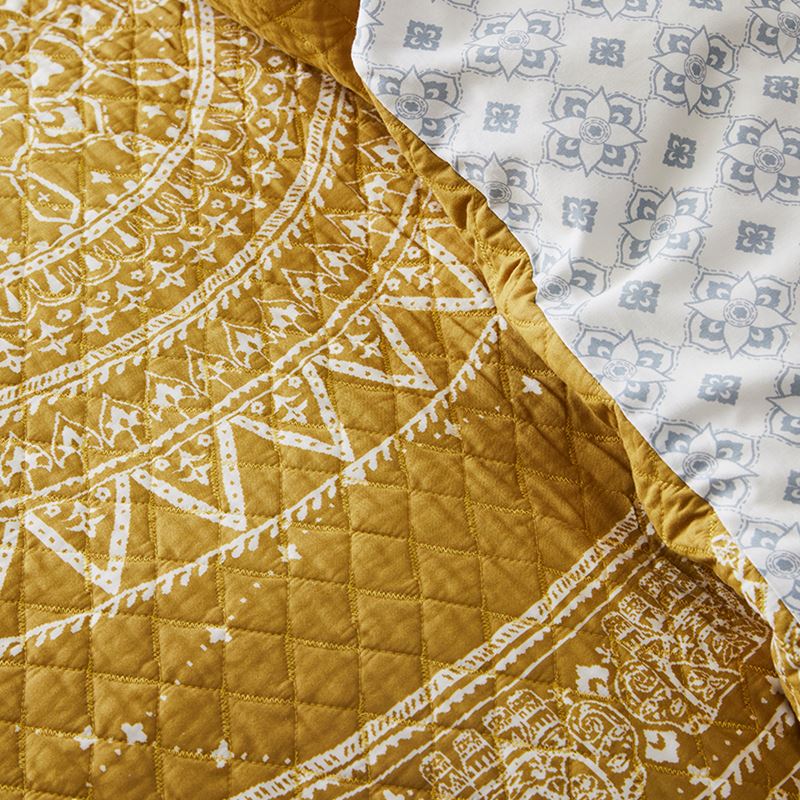 Mandala Mustard Quilted Quilt Cover Separates