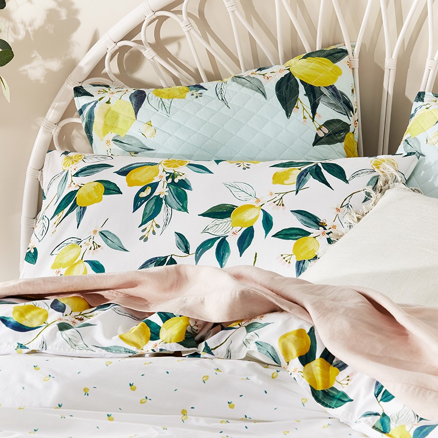 Mercer + Reid - Citron Lemon Quilt Cover Set + Separates | Adairs