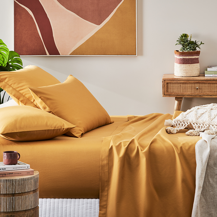 600TC Bamboo Cotton Honey Mustard Sheet Set Adairs