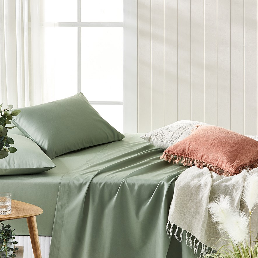 Home Sheets 600tc 600TC Bamboo Cotton Pistachio Sheet Set | Adairs
