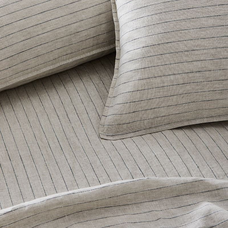 Vintage Washed Linen Navy & Linen Stripe Sheet Separates