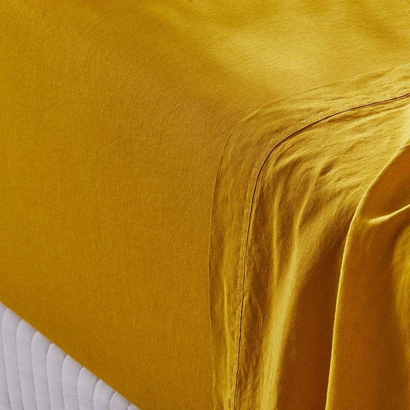 Vintage Washed Linen Sheet Separates in Sunflower