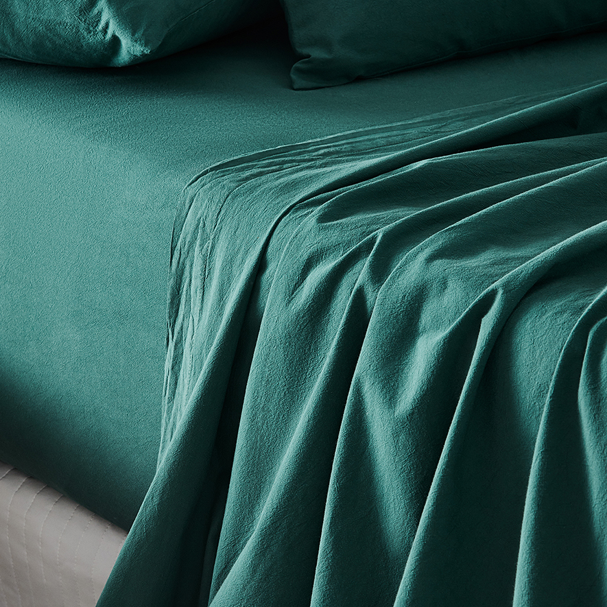 Stonewashed Cotton Lagoon Sheet Separates Adairs