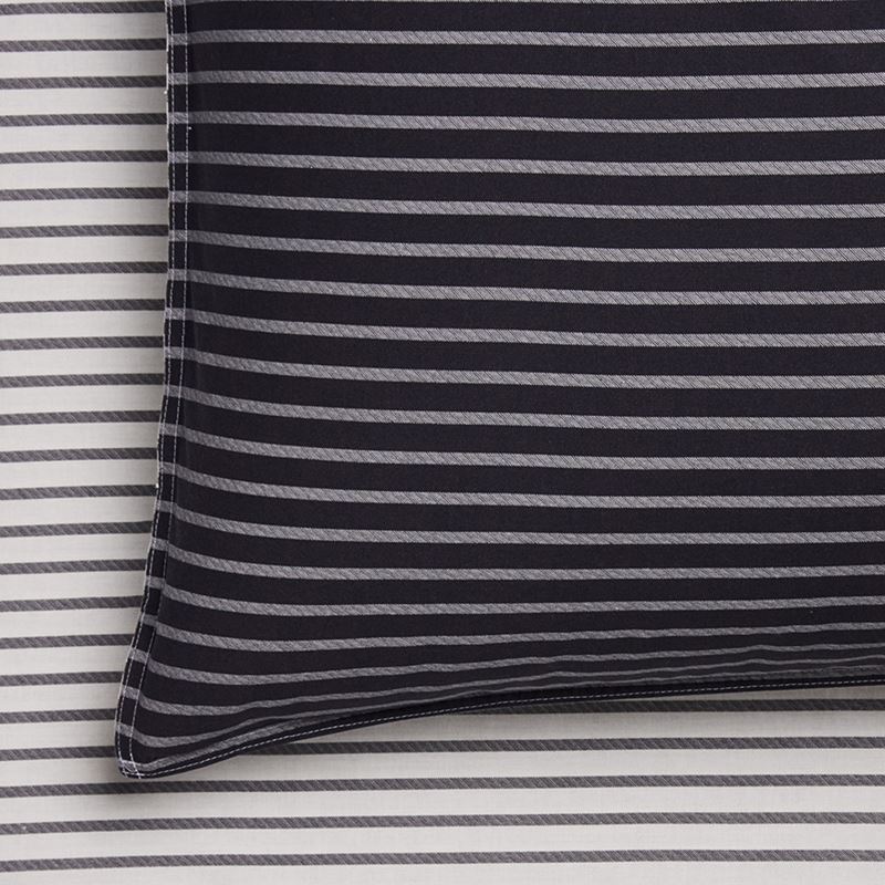 Stonewashed Printed Cotton Black Stripe Sheet Separates