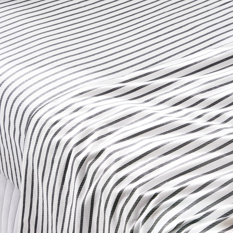Stonewashed Printed Cotton Black Stripe Sheet Separates