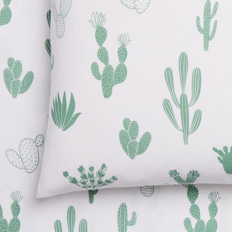 Novelty Printed Flannelette Green Cactus Sheet Set