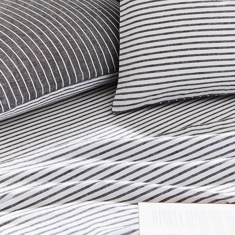 Vintage Washed Linen Cotton Indigo Stripe Sheet Separates