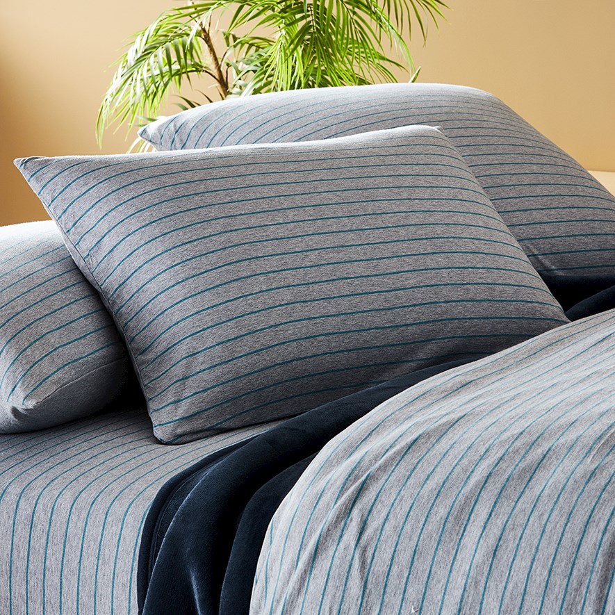 Home Republic Bamboo Cotton Jersey Teal Stripe Sheet Separates Adairs