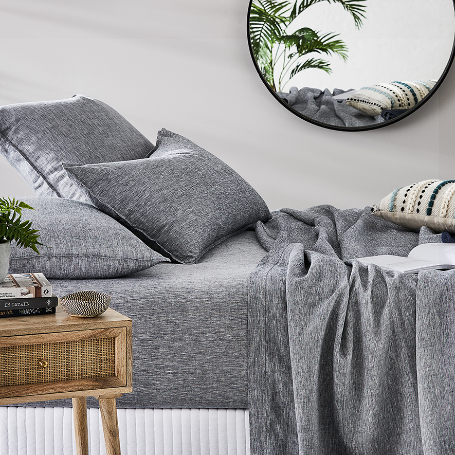 Vintage Washed Linen Indigo Sheet Set Adairs