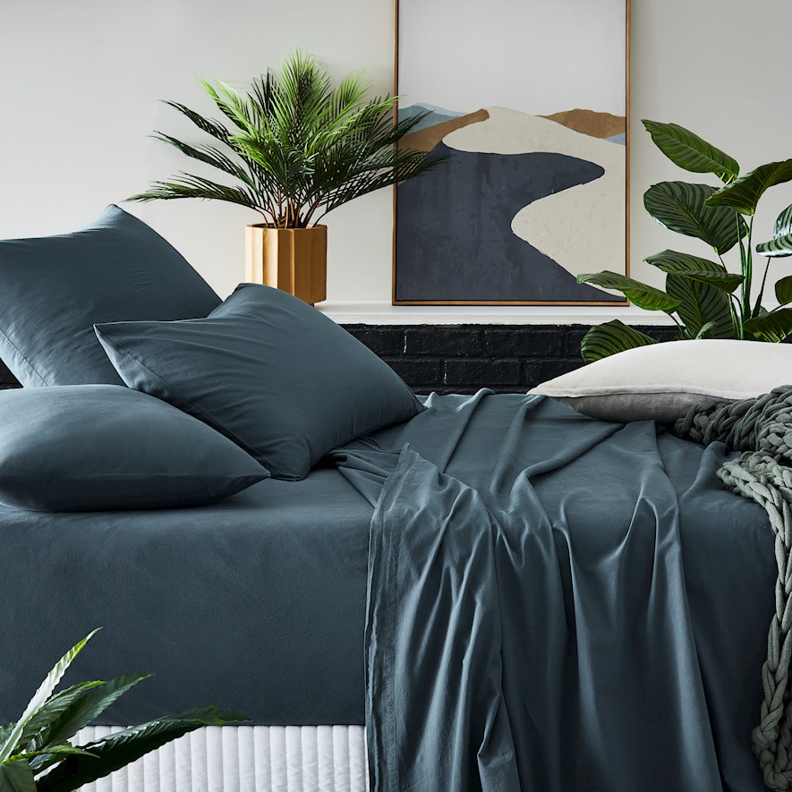 100% Stonewashed Cotton Sheet Set- White