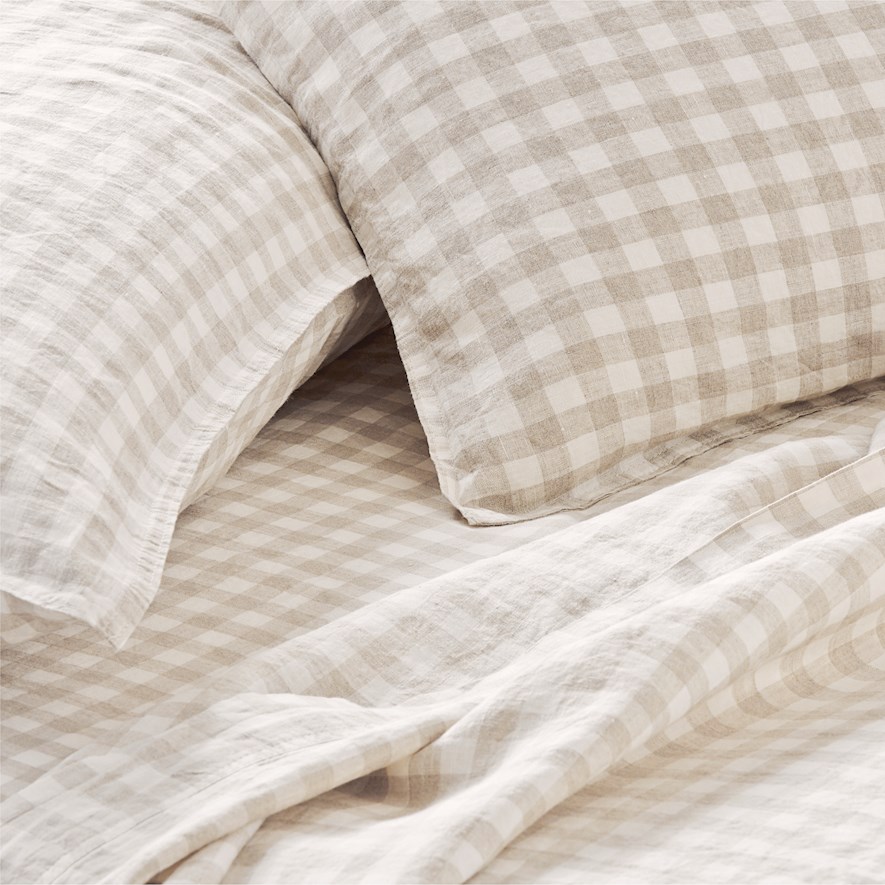 Linen Check Vintage Washed Linen Linen Check Sheet Separates | Adairs