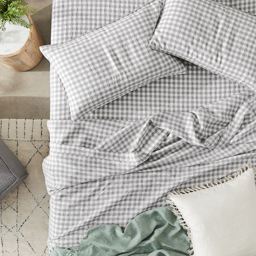 Vintage Washed Linen Small Grey Marle Sheet Set Adairs