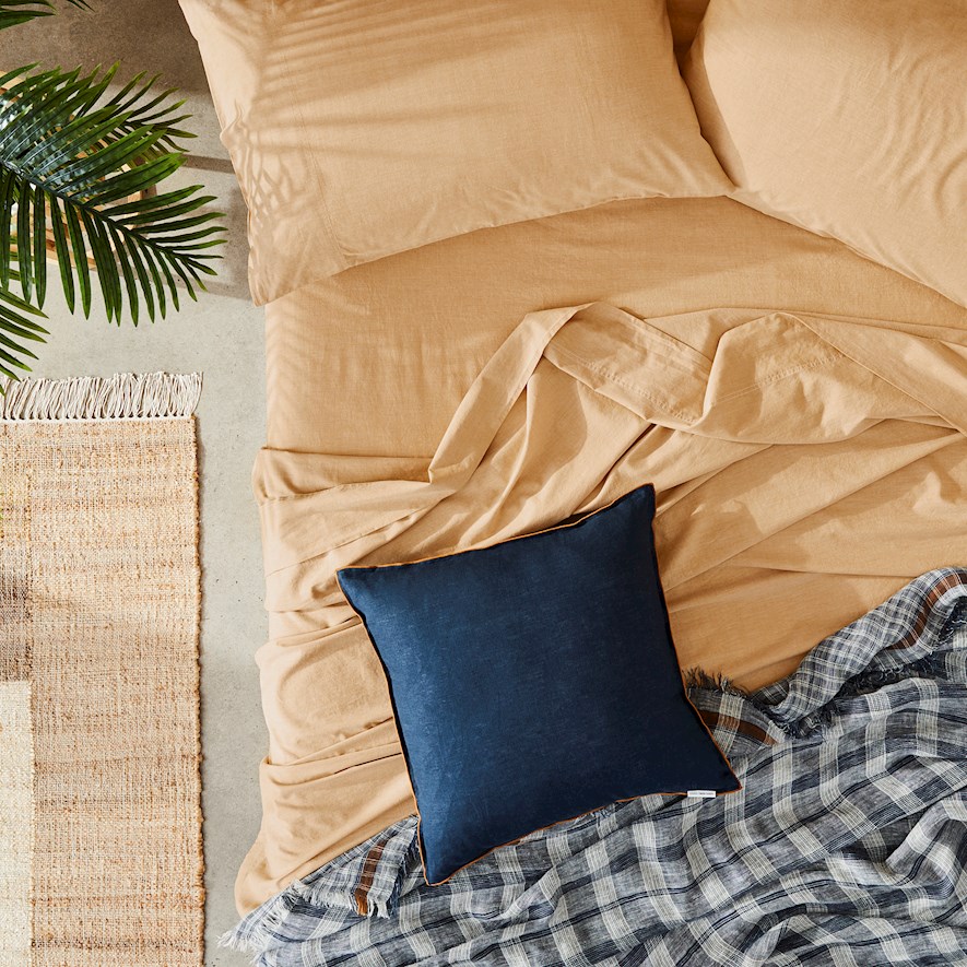 Mark Tuckey Organic Cotton Chambray Mustard Sheet Set + Pillowcases