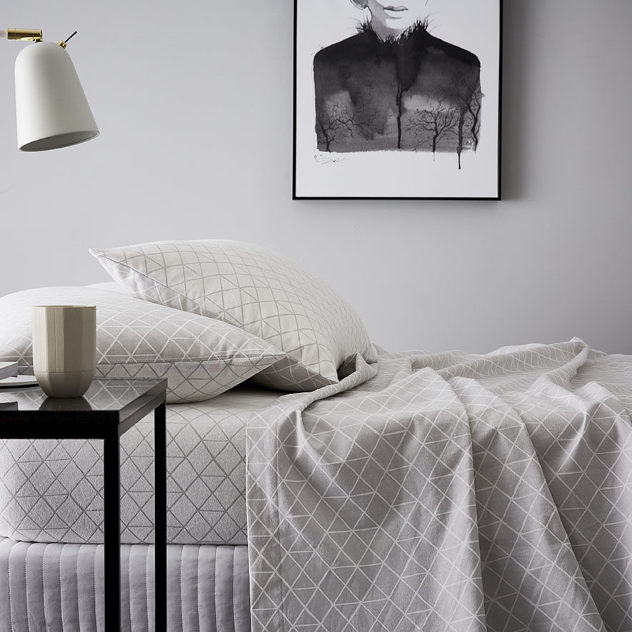 Mercer + Reid Grey Hex Flannelette Sheet Set Adairs