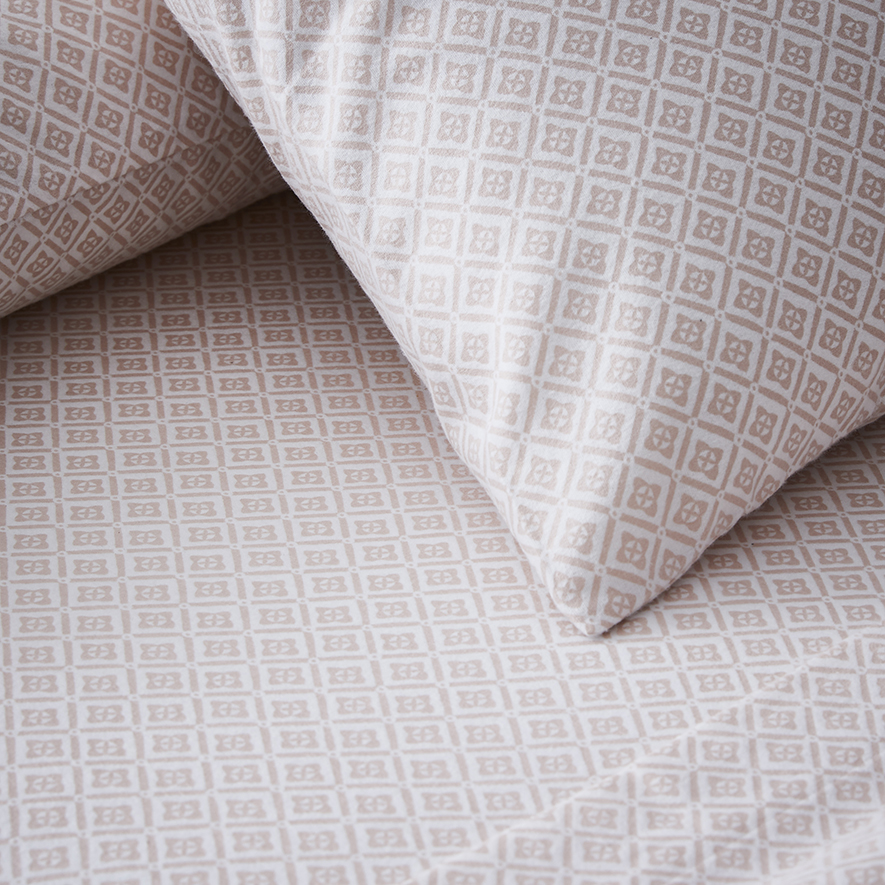 Mercer + Reid Tile Flannelette Sheet Set Blush Adairs