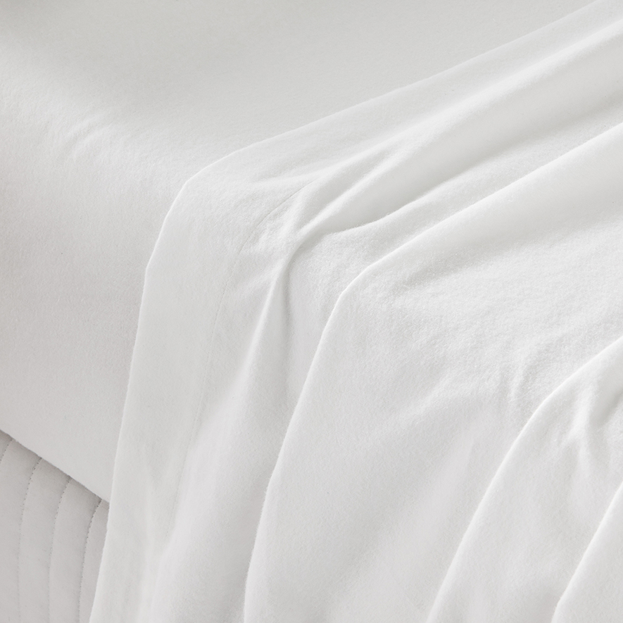 Mercer + Reid Plain Dyed Flannelette White Sheet Set Adairs